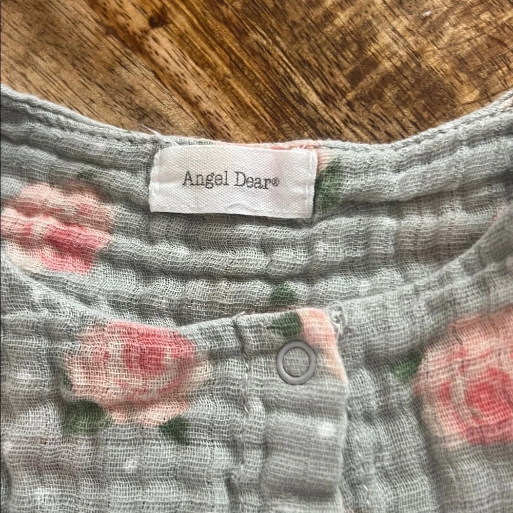 Angel Dear Gray Baby Dress with Pink Floral Design